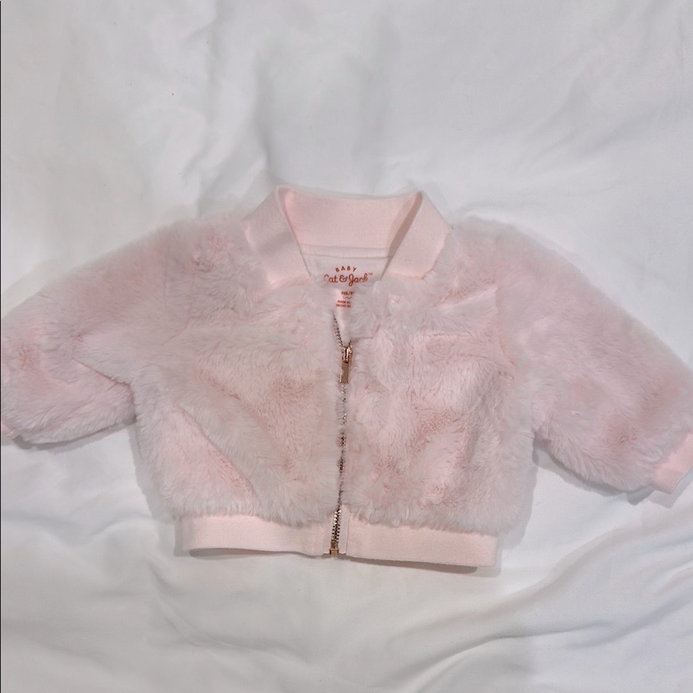 Pink Faux Fur Baby Jacket size Newborn